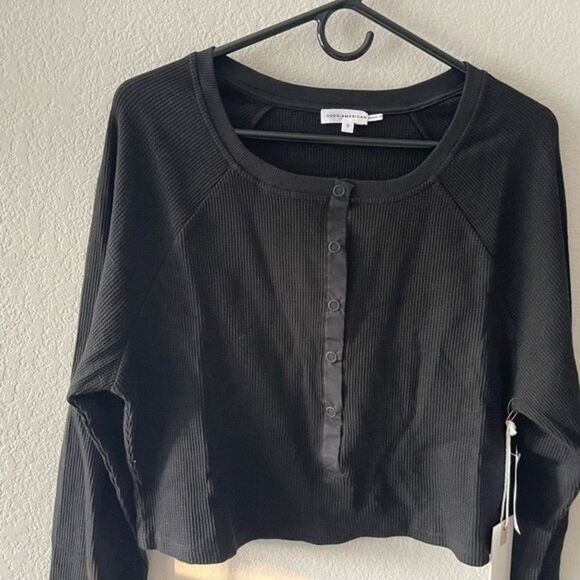 Good American NWT Waffle Thermal Crop Size 5 (2XL) Long Sleeve Tee - Picture 7 of 15